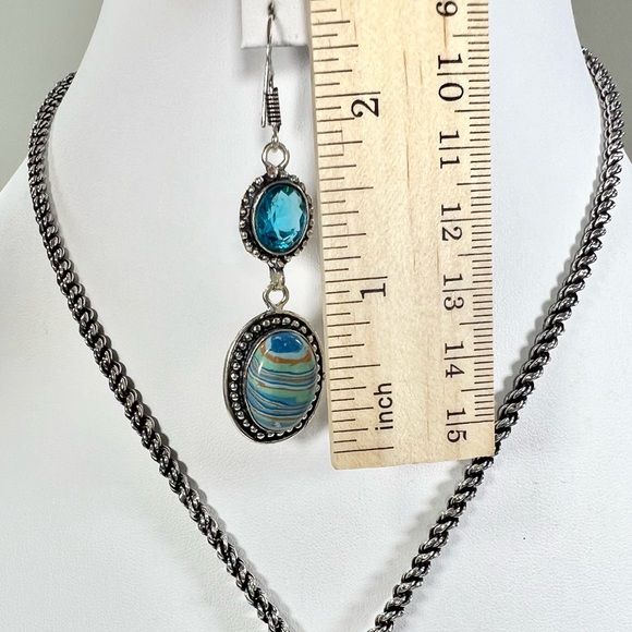 Rainbow Calsilica Leopard 925 Gemstone Pendant Bracelet Earrings Only Set - Picture 9 of 10